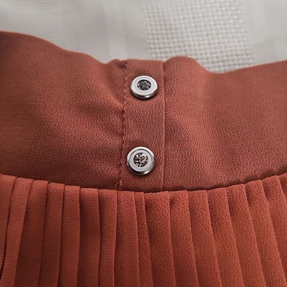 Women's Chiffon Pleated Wide-Leg Palazzo Capri Pants Peach - Picture 2 of 16